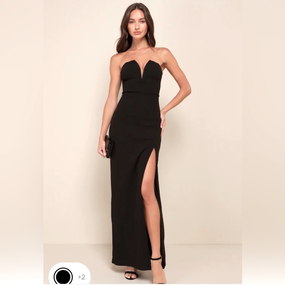 NWT Lulus Dedicated to Glamour Black Strapless Maxi Dress